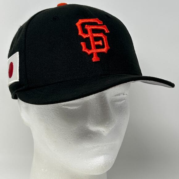 San Francisco Giants Japan Flag Hat Baseball Cap New Era MLB Black Fitted 7 1/4 - Picture 10 of 10